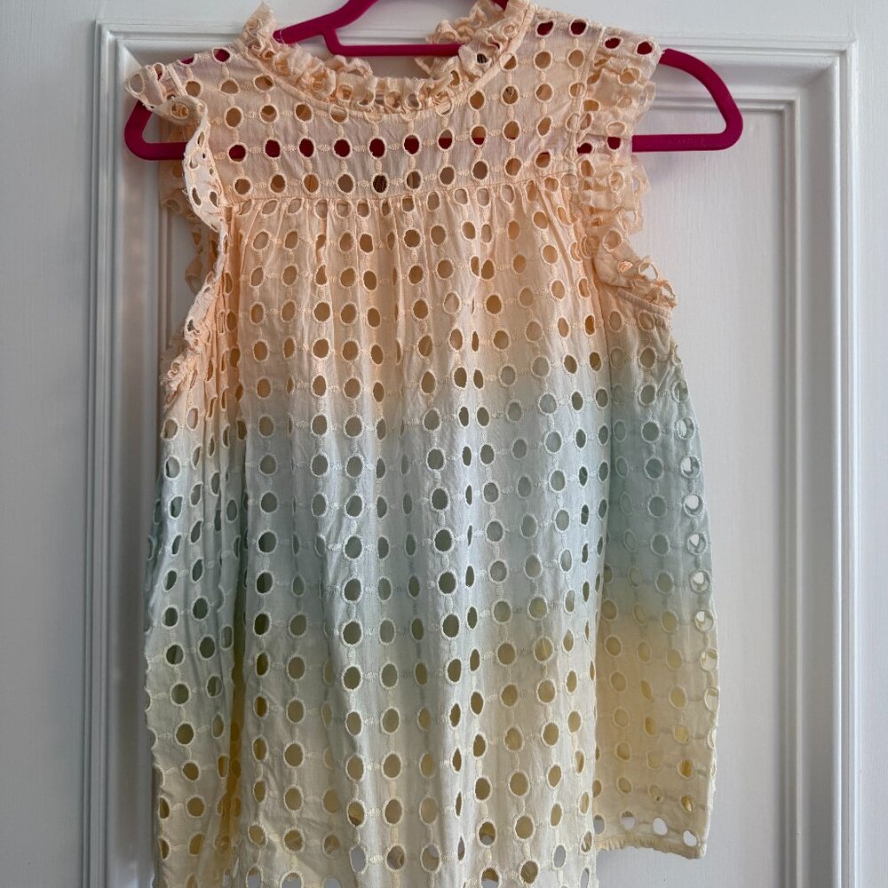 Anthropologie - Ollari New York: Pastel Eyelet Ruffle Tank, Size Small